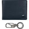 JAGUAR Set Regalo Portafoglio in Pelle Blu e Portachiavi in Metallo Gun Metal