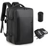 BAGZY Zaino da viaggio con sottovuoto 32L Bagaglio a Mano Impermeabile Borse da Cabina con Pompa 17 Pollici Laptop Zaini 45x30x20 Antifurto Lavoro Travel Backpack con Sistema di Vuoto per Donna Uomo