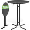 Casaria® Tavolo da Bar 80x110cm Pieghevole Rotondo Stabile Giardino Alto Bistrot Festa Tavolo da Birra Grigio