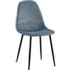 CLP Sedia da Pranzo Imbottita Napier, Sedia da Cucina con Schienale e Struttura in Metallo Nero, Sedia Imbottita Fino a 150 kg, Colore:Blu Scuro, Materiale:Stoffa