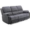 Vente-unique-Divano 3 posti relax in Microfibra e Similpelle Grigio e Nero - BRODY