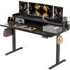 WALKINGDESK Scrivania Regolabile in Altezza con 2 Cassetti, 140 x 60 cm Tavolo Elettrica con Portapenne Standing Desk con Supporto per Monitor, Scrivania in Piedi, 6 Ganci, Nera