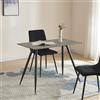 [en.casa] Tavolo Moderno da Sala Pranzo con Piano Rettangolare 100 x 60 cm in MDF Effetto Cemento Gambe in Acciaio Nero Postazione di Lavoro Studio