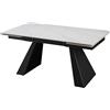 Cribel Tavolo da Pranzo Vermont Allungabile 160-240 cm | Piano in Ceramica Bianca Effetto Marmo | Gambe Nere in Metallo | Design Contemporaneo Rettangolare