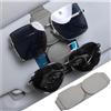 Adunsiaoto Clip Universale Occhiali da Sole Visiera, Portaocchiali Pelle per Auto, Auto Supporto Visiera Accessori Gadget, Porta Occhiali da Sole a Doppio Strato per Automobile Parasole(Grigio)