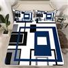 Homewish Lenzuolo con angoli quadrati blu navy per ragazzi e ragazzi king size nero bianco grigio geometrico lenzuolo con angoli geometrici a righe per bambini e uomini, set di biancheria da letto moderno per