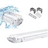 Ikodm Lampada LED da 18 W, per ambienti umidi, 120 cm, 4000 K, bianco neutro, 3060 lm, doppio tubo LED T8, IP65, fluorescente, lampada per vasca da bagno, garage, plafoniera da ufficio, lampada da