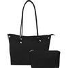 Mabecol Borsa a Spalla Donna in Velluto a Coste con Pochette, Borsa Shopper Tote Grande Casual Elegante per Lavoro, Università, Ufficio, Scuola, Shopping, Viaggi (Nero)