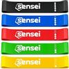 SENSEI® Elastici Fitness Set - 5 Bande di Resistenza in Lattice Naturale con Diversi Livelli per Allenamento, Fitness e Pilates - Tonalità Rosa
