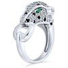 Bling Jewelry Occhio Verde Bianco Cubico Zirconia CZ Moda Gatto Leopardo Pantera Dichiarazione Anello Per Donne Argento Placcato