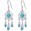 JFASHOP Acchiappasogni, orecchini da donna, in argento Sterling 925, turchese, acchiappasogni, gioielli da donna e ragazza, Argento sterling, Turchese
