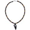 PiercingJak Collana uomo occhio di tigre ossidiana ematite pietra naturale con ciondolo triangolo pietra preziosa collana portafortuna regalo gioielli uomo, 8mm, Pietra, Ossidiana Occhio di tigre