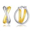PHNIBIRD Orecchini a Cerchio con Oro Minimalisti a Forma Di X Bicolori Creole Ipoallergenici di unisex per Adatti a Donna e Uomo Semplice ed Elegante
