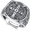 EUDORA Harmony Ball Anello di San Benedetto in Argento Sterling S925, Anelli di San Benito per Donne e Uomini Anello Regolabile con Amuleto di San Benedetto per Protezione Gioielli Cattolici Regali