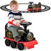 SOARS Treno elettrico per bambini, auto per bambini con musica e luci, guida realistica con pista in PP, spazio nascosto, carico 25 kg, per ragazzi e ragazze 3 anni + (nero+rosso)
