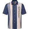 Hardaddy Men's Vintage Bowling Shirt Short Sleeve Button Down Hawaiian Summer Beach Printed Casual Shirts（Multicolor01,XL#）