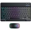 ycezw Combo Da Tastiera Wireless - Tastiera Retroilluminata RGB, Set Di Mouses Ricaricabile | 7 Colori Modalità Di Luce A LED, Design Portatile Slim Per Gli Uffici Studenti Di Lavoro Per I Viaggi Della Scuo
