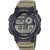 Casio Serie AE-1000W | Nero/Marrone chiaro | Batteria da 10 anni | Ora mondiale | Allarme giornaliero | Orologio con illuminatore digitale