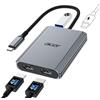 Acer Adattatore USB-C a doppio HDMI 4K@60 Hz, Hub USB-C multiporta con 2 HDMI, PD100 W, USB 3.0, convertitore Type-C per doppio monitor, compatibile con Acer Nitro, MacBook Air/Pro, Dell XPS, Surface