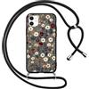 Votvloay Cover Cordino per iPhone 11 6,1, Collana Corda Tracolla Laccio Ragazze Custodia con Aesthetic Disegni Fiori, Silicone Sottile TPU Bumper Antiurto Protettiva Case per iPhone 11, Nero