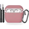 AOTUAO Custodia Compatibile con AirPods PRO 3a Generazione Case Cover con Kit di Pulizia, Case Protettiva Antiurto in Silicone per AirPods PRO 3 Custodia con Moschettone, Bean Pink