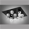 Illuminati Lighting BRILLANTE Plafoniera quadrata nera con sfere cromate, LED 40W, lumen 4440, 3000K, L 66 x P 66 x h 31 cm, dimmerabile