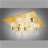 Illuminati Lighting BRILLANTE Plafoniera quadrata oro satinato con sfere oro lucido, LED 40W, lumen 4440, 3000K, L 66 x P 66 x h 31 cm, dimmerabile