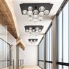 Illuminati Lighting DIAMANTE Plafoniera quadrata, acrilico trasparente, cornice nero opaco, LED 50 W, 3000K, LM 6000, L. 66 P. 66 H. 35 cm, dimmerabile