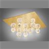 Illuminati Lighting DIAMANTE Plafoniera quadrata, acrilico trasparente, cornice oro brillante, LED 50 W, 3000K, LM 6000, L 66 P 66 H 35 cm, dimmerabile