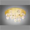 Illuminati Lighting DIAMANTE Plafoniera rotonda, acrilico trasparente, cornice oro brillante, LED 50 W, 3000K, LM 6000, diam. 66 H 35 cm, dimmerabile