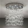 Illuminati Lighting CASCATA Sospensione, Piastra da soffitto in cromo, vetro trasparente fatto a mano e cristallo trasparente K9, faretti GU10/6,2W x 11 pz, ø 80 h 110 cm, dimmerabile