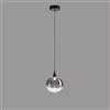 Illuminati Lighting Lampada a sospensione BOLLA, metallo nero opaco + paralume in vetro fumé, LED 4,5W 336LM, 3000K, ø 16 h 150cm, non dimmerabile