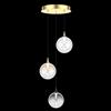 Illuminati Lighting Lampada a sospensione BOLLA, metallo oro + 3 vetri ambra, trasparente e grigio, LED 12W 960LM, 3000K, ø 36 h 150cm, dimmerabile