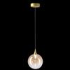 Illuminati Lighting Lampada a sospensione BOLLA, metallo oro + paralume in vetro ambra, LED 4,5W 336LM, 3000K, ø 16 h 150cm, non dimmerabile