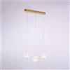 Illuminati Lighting Lampada a sospensione DIAMANTE, acrilico trasparente, montatura in oro, LED 12,6 W, 3000 K, LM 1071, rettangolare L55 W9 H150 cm, dimmerabile