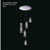Illuminati Lighting Sospensione BRILLANTE, luminosa, piastra a soffitto nero opaco e sospensione cromata 5 pendenti, LED 28W, lumen 3240 3000K, ø 52x h 200 cm, dimmerabile