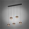 Illuminati Lighting Sospensione GEO 5lt bar, nero opaco, LED 25W 2000 lumen 3000 K, l 96 w 12 h150 cm, dimmerabile