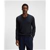BOSS BLACK Boss Maglione in lana vergine con scollo a V e logo ricamato Dark Blue Uomo