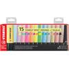 STABILO BOSS ORIGINAL - Evidenziatore - Set da scrivania x 15 evidenziatori: 5 Fluo + 5 pastello + 4 NatureCOLORS + 1 pennarello nero