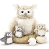 MorisMos Gufo Peluche 40cm, Bianco Gufo Mamma con 3 Bambino, Realistico Morbido Kawaii Giocattolo di Peluche Regalo per Bambini Compleanno Natale Deco