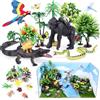 SIENON Set di 39 figure di animali della foresta pluviale modello Tress Kit foresta pluviale Diorama Progetto con Gorilla Pappagallo Coccodrillo Capybara Serpente Insetti Playset per Bambini
