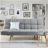 Shally Dogan Divano letto 2 posti Vissland con braccioli regolabili e Apertura Clic Clac Grigio