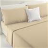 SaRani Set Completo Lenzuola Cotone Sopra Sotto Federe Matrimoniale Singolo Tinta Unita (Una piazza e mezza, Beige)
