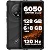 Hammer H Iron 6 Telefono cellulare da esterno, senza contratto, 6/128 GB, 5G, display da 6,56'' a 120 Hz, 6050 mAh, Sony 65 MP, Android 15, NFC, dati biometrici, jack da 3,5 mm, Dual-SIM, nero
