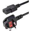 StarTech.com Cavo di Alimentazione da 3 m; Cavo Elettrico da spina UK BS1363 a C13, 10A-250V, Cavo di Alimentazione AC di Ricambio per PC/Monitor/TV/Bollitore, Nero, (PXT101UK3M)