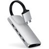 SATECHI Adattatore multimediale doppio USB-C Hub, docking station con 2 porte HDMI 4K, ricarica PD 60W, 2 porte USB-A, Ethernet, lettore Micro/SD, per MacBook Pro/Air M1/M2/M3/M4 - Argento