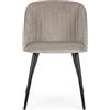 Bizzotto Set 2 sedie in velluto tortora con gambe in acciaio nero | Queen