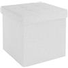 INTIRILIFE Sgabello pieghevole 30x30x30 cm in bianco - Cubo di seduta con coperchio e vano portaoggetti in tessuto con incavi - Cubo di seduta poggiapiedi richiudibile cassetto portaoggetti sgabello