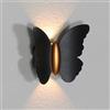 Chrasy Moderne Applique da Parete Nero Lampada da Parete LED 6W Forma di Farfalla in Metallo Illuminazione Bianco Caldo 3000k per Camera da Letto, Soggiorno, Scale