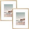 Frametory Cornice portafoto in alluminio da 20 x 25 cm, per foto da 12,7 x 18 cm, con passepartout o 20 x 25 cm senza, vero vetro, collezione di cornici in metallo (oro, 2 pezzi)
